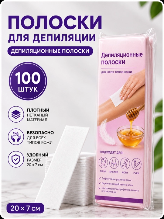 Depilyatsiya uchun shugaring qog‘ozlari, salfetka 100 dona, Konsung Beauty - 