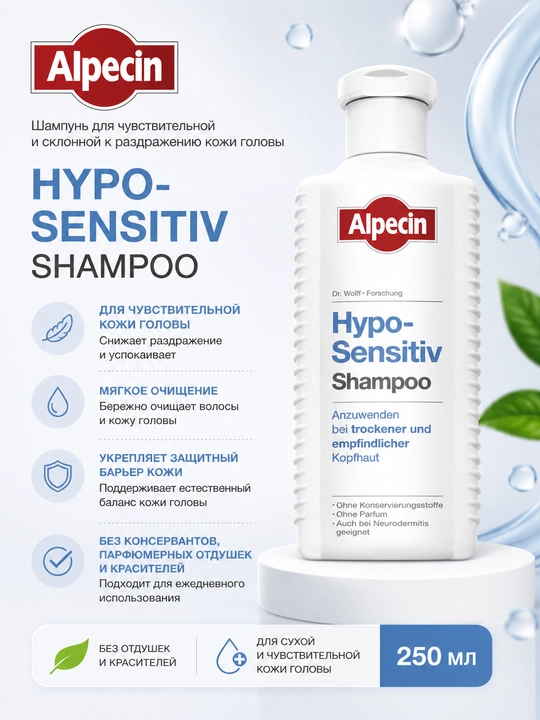 Шампунь для мужчин для сухой и чувствительной кожи головы Hypo-Sensitiv, 250 мл - 