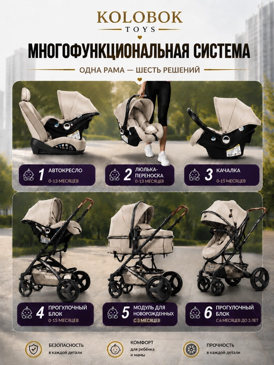 3 ta 1 da bolalar aravachasi , mustahkam, amortizatsiyalangan
