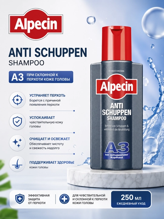 Шампунь против перхоти Anti Schuppen Active A3 250 мл - 