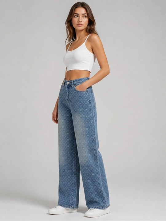 Ayollar uchun keng va to‘g‘ri bichimdagi truba jinsi shimlar, O‘lchamlari: S, M, L, XL