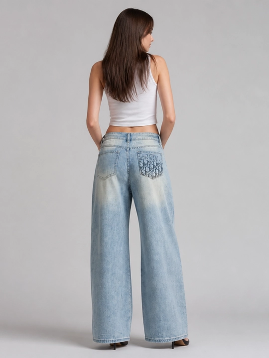 Ayollar uchun keng va to‘g‘ri bichimdagi truba jinsi shimlar, O‘lchamlari: S, M, L, XL