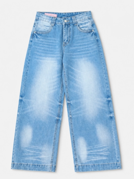 Ayollar uchun keng va to‘g‘ri bichimdagi truba jinsi shimlar, O‘lchamlari: S, M, L, XL