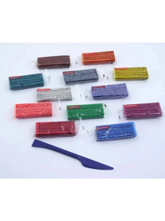 Klassik ErichKrause Pointes plastilini, 12 xil rangli stek bilan, 180 g, 12 dona qutida 61776