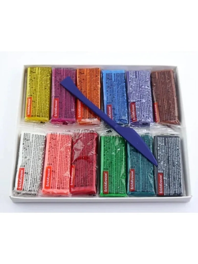Klassik ErichKrause Pointes plastilini, 12 xil rangli stek bilan, 180 g, 12 dona qutida 61776
