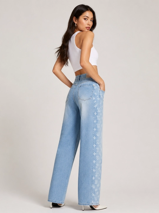 Ayollar uchun keng va to‘g‘ri bichimdagi truba jinsi shimlar, O‘lchamlari: S, M, L, XL
