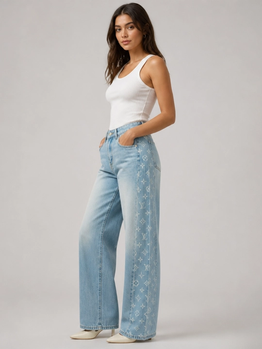 Ayollar uchun keng va to‘g‘ri bichimdagi truba jinsi shimlar, O‘lchamlari: S, M, L, XL