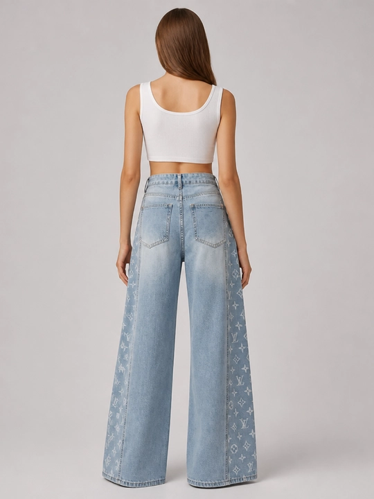 Ayollar uchun keng va to‘g‘ri bichimdagi truba jinsi shimlar, O‘lchamlari: S, M, L, XL