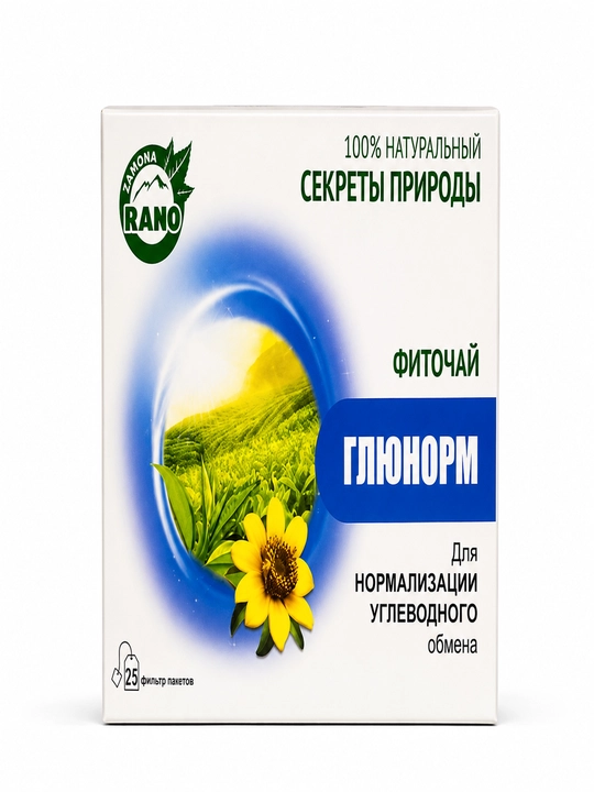 Glyunorm fitochoyi tabiiy o‘simlik choyi 1 g 25 ta filtr paket