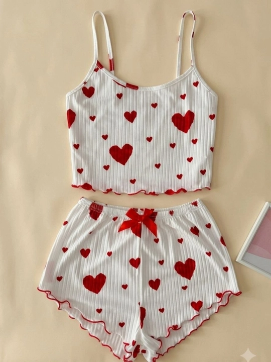 Pijama ayollar uchun, ayollar uchun uy kiyimi to'plami, yurakcha shaklli top va shortik