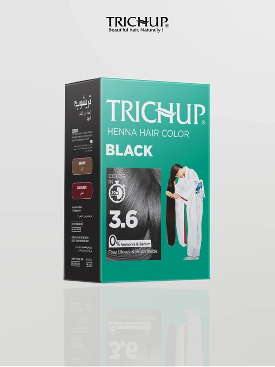 Краска-хна для волос Trichup Henna Hair Color, 6 шт х 10 г, оттенки Black, Brown, Burgundy
