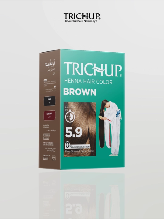 Краска-хна для волос Trichup Henna Hair Color, 6 шт х 10 г, оттенки Black, Brown, Burgundy