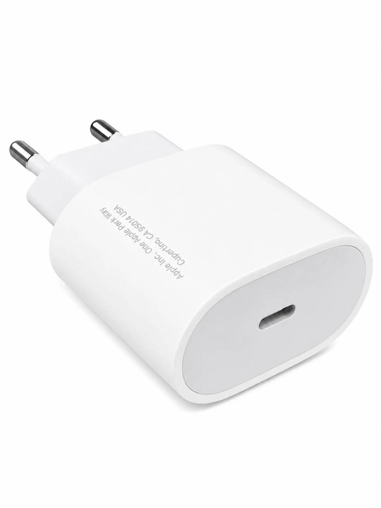 Apple USB-C 20W Power Adapter A2344, tezkor zaryadlovchi adapter, EU 2-pin, oq