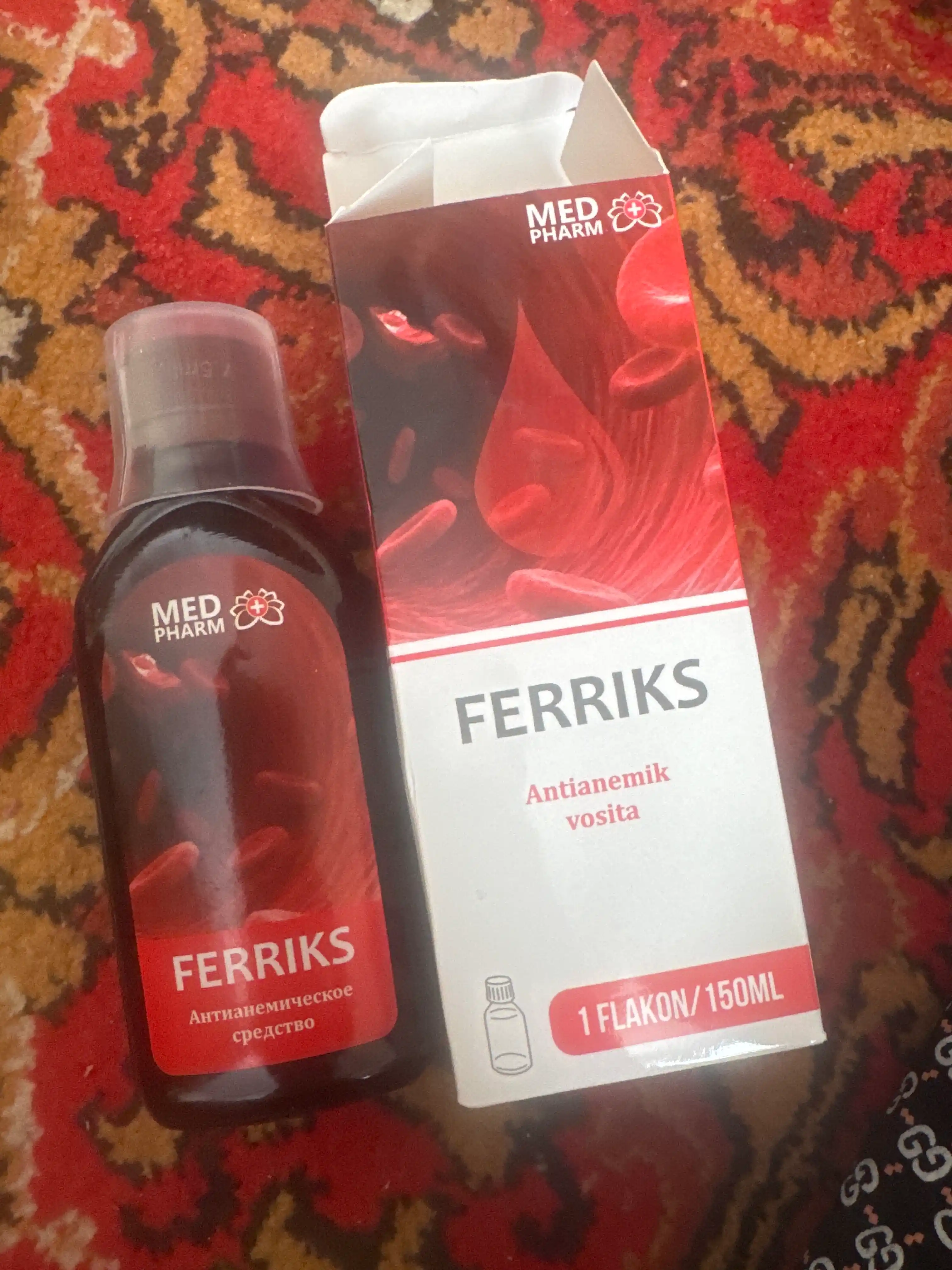 FERRIKS, qon ko‘paytiruvchi, temir va gemoglobin uchun tabiiy o‘simlikli sirop, 150 ml