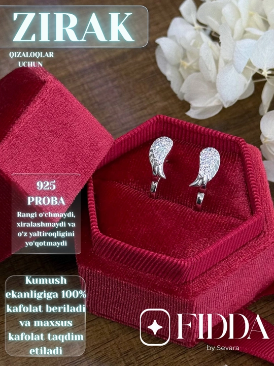 Qizaloqlar uchun kumush ziraklar 925 proba, bolalar ziragi , sovg'a uchun zirak, ziraklar - 