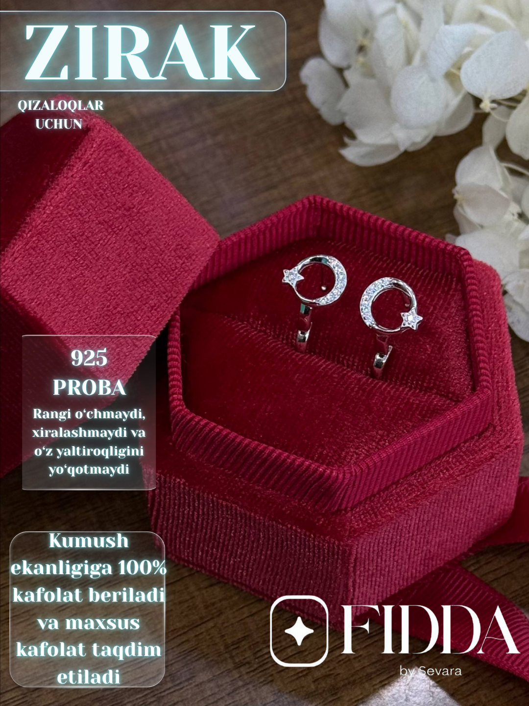 Qizaloqlar uchun kumush ziraklar 925 proba, bolalar ziragi , sovg'a uchun zirak, ziraklar - 
