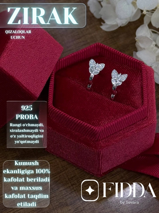 Qizaloqlar uchun kumush ziraklar 925 proba, bolalar ziragi , sovg'a uchun zirak, ziraklar - 