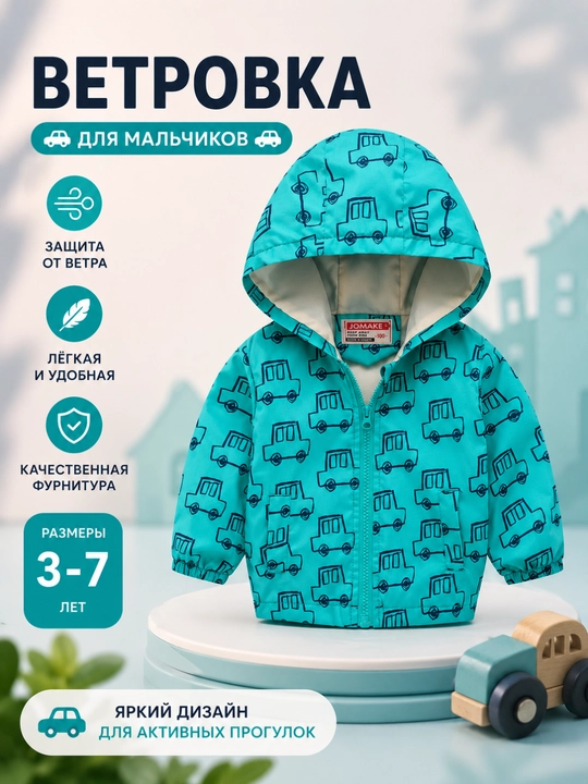 Детская ветровка с капюшоном - 