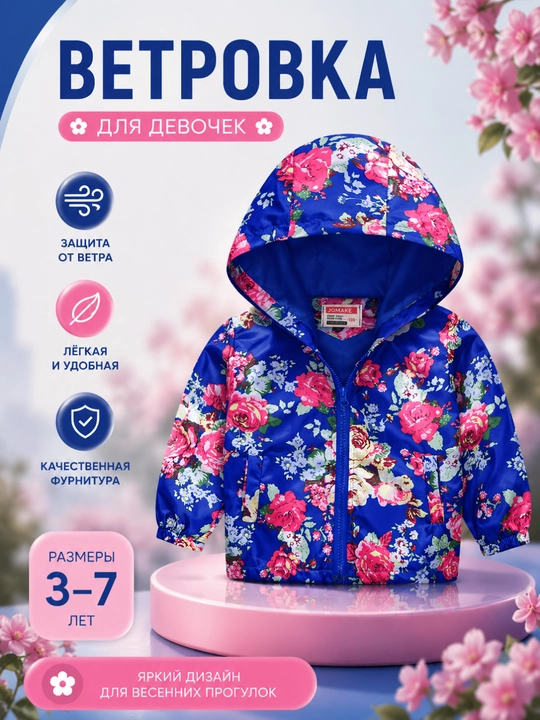 Bolalar uchun kapyushonli shamolga qarshi vetrovka - 