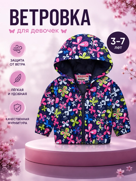 Bolalar uchun kapyushonli shamolga qarshi vetrovka - 