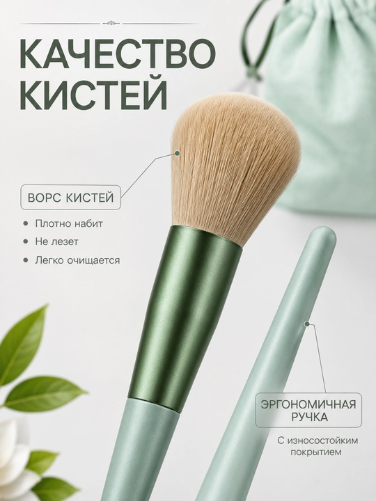 Профессиональный набор кистей для макияжа, 13 шт, с чехлом