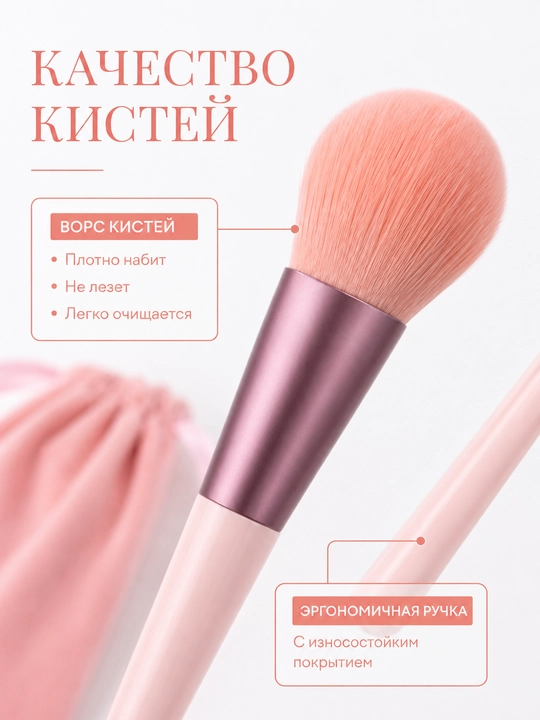 Профессиональный набор кистей для макияжа, 13 шт, с чехлом