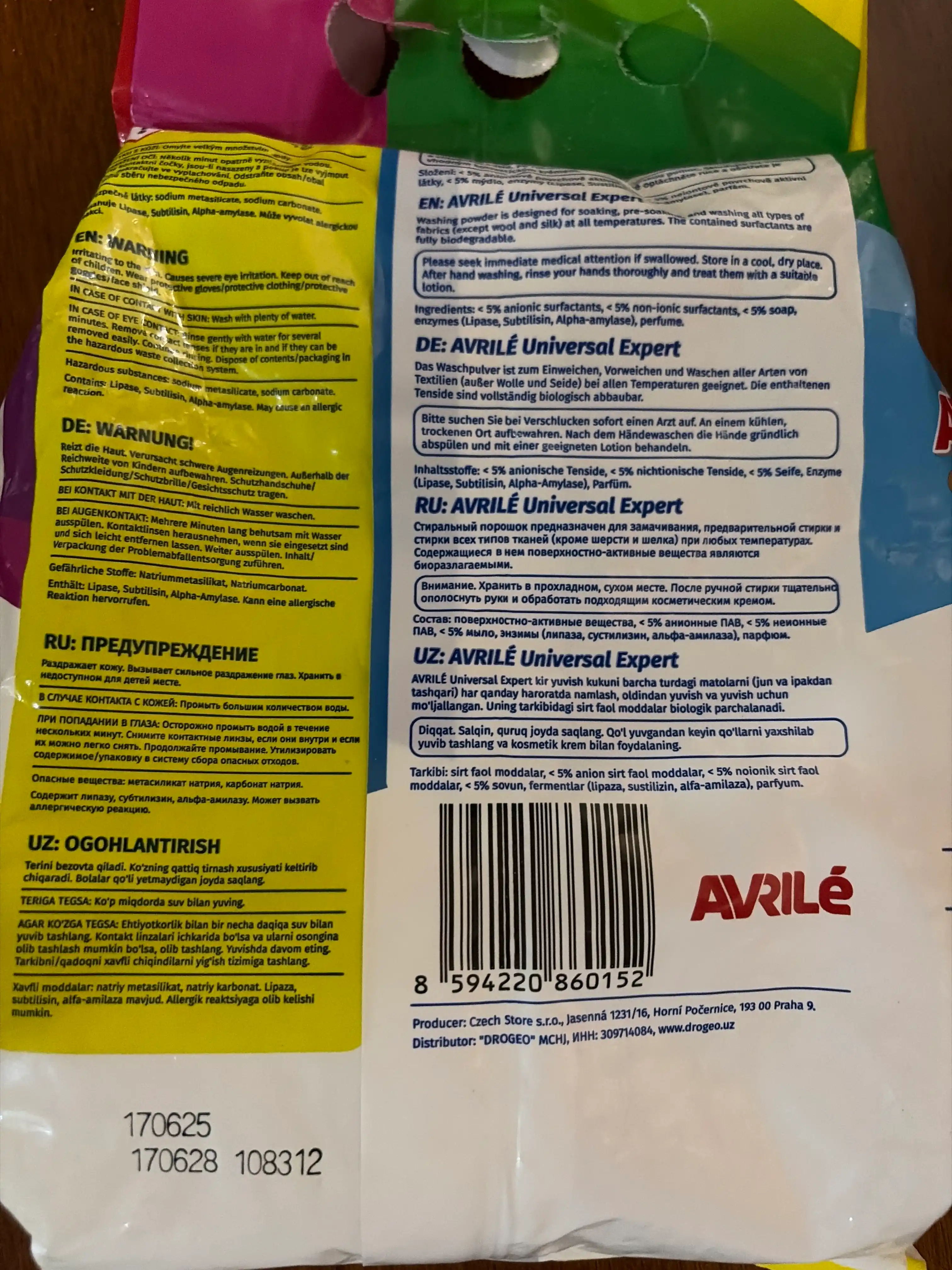 Kir yuvish kukuni Avrile Expert, nano - formula bilan, 1,5 kg
