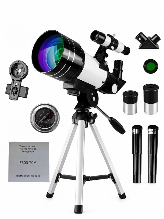 Teleskop F30070M, 70 mm obyektiv, 150x kattalashtirish, tripod bilan | Telescope