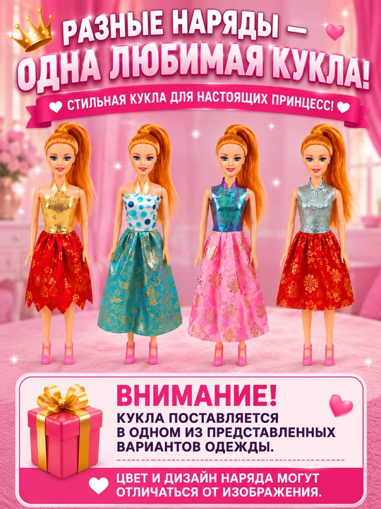 Кукла для девочек, стильная игрушка с разными нарядами