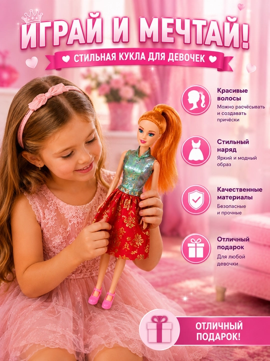 Кукла для девочек, стильная игрушка с разными нарядами