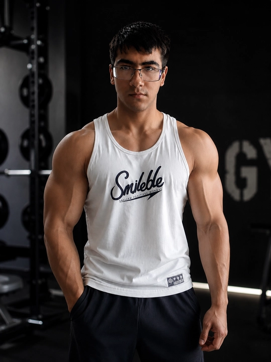 Erkaklar uchun sport maykasi Smilebe, nafas oladigan oq, L–4XL o‘lchamlar - 