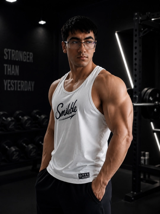 Erkaklar uchun sport maykasi Smilebe, nafas oladigan oq, L–4XL o‘lchamlar