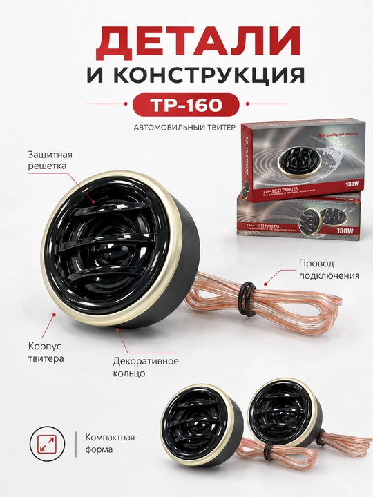 Автомобильные твитеры без бренда TP-160, 130 Вт, комплект 2 шт