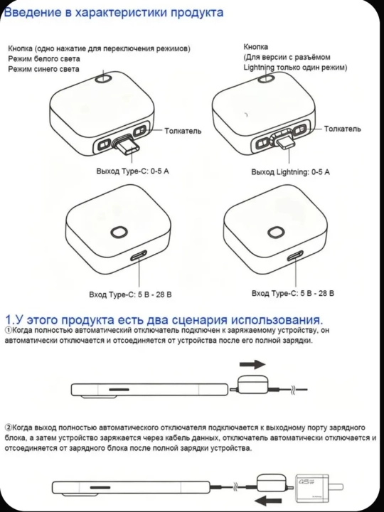 Умный Type-C адаптер 140W с автоотключением, PD/QC быстрая зарядка и защита батареи