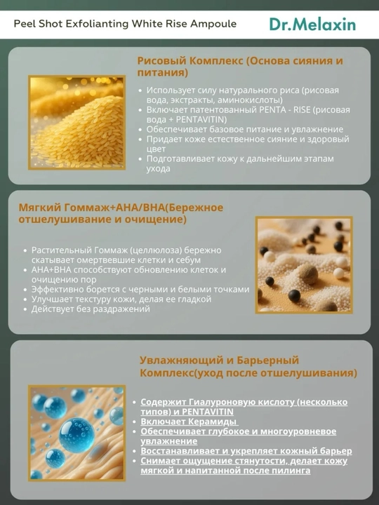 Сыворотка для лица Dr.Melaxin Peel Shot Exfoliating с экстрактом белого риса, 80 мл