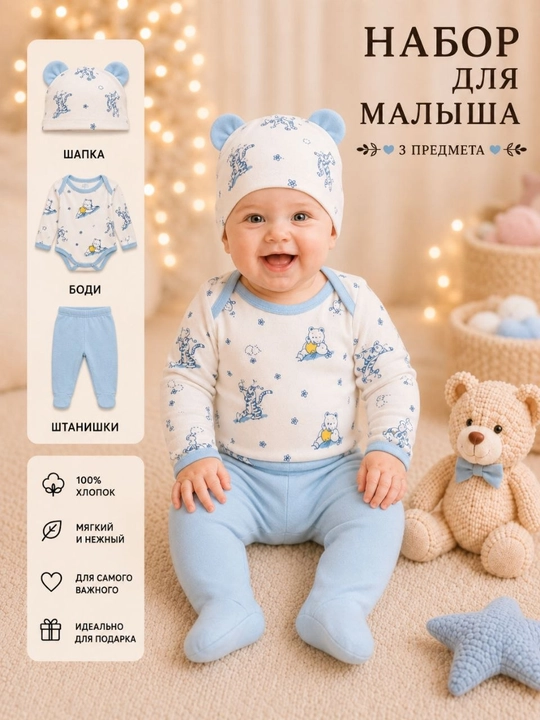 Yangi tug‘ilgan chaqaloq uchun kiyim, 0-6 oylik chaqaloqlar uchun xb kiyim, ishton, bodiy