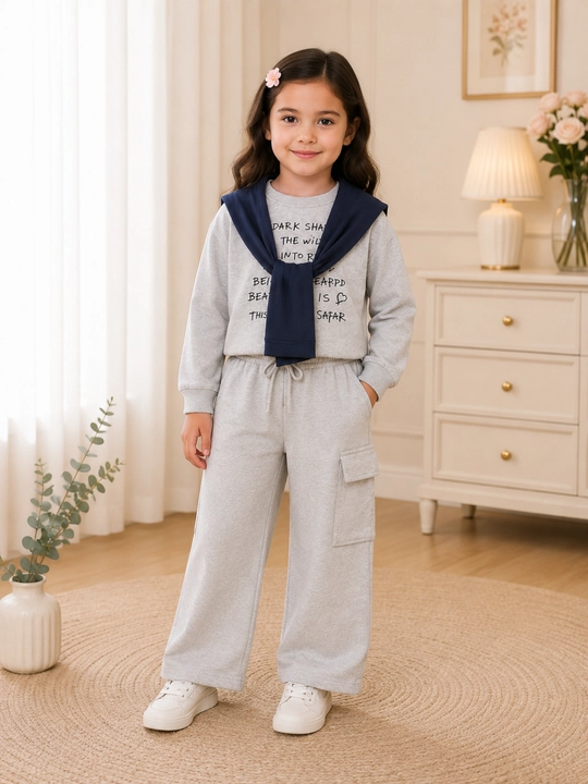 Комплект одежды для девочек из 2 предметов кофта и брюки - 