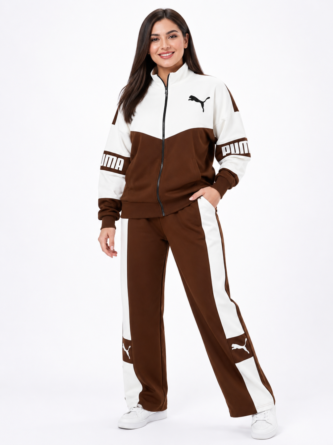 Ayollar sport kostyumi Puma, ikki qismli, zamokli, trikotaj sport kostyumi, 44–50 o'lcham - 