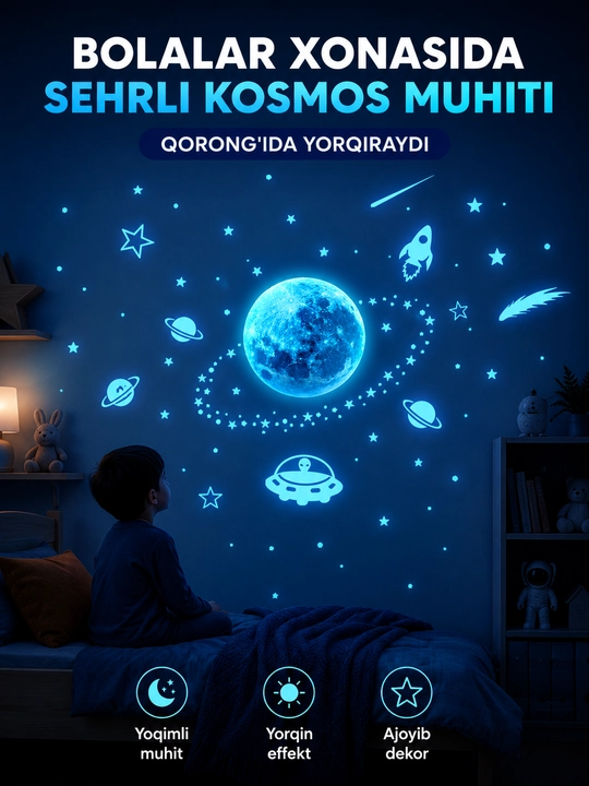Devorga yopishtirilgan yorqin interyer nakleykalari