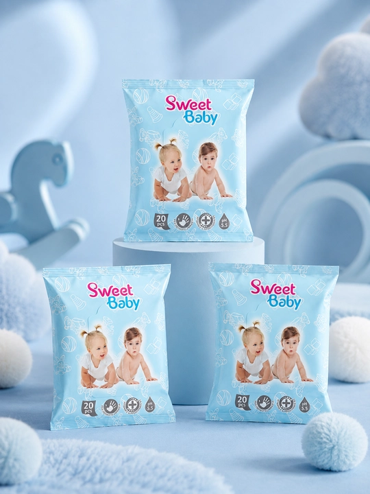 Nam salfetkalar, 20 dona, alkogolsiz,  — Sweet Baby, Nature, Lucia, Excite