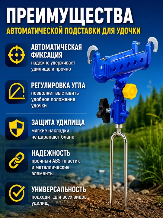 Автоматическая подставка для удочки, стойка для рыбалки с регулировкой угла