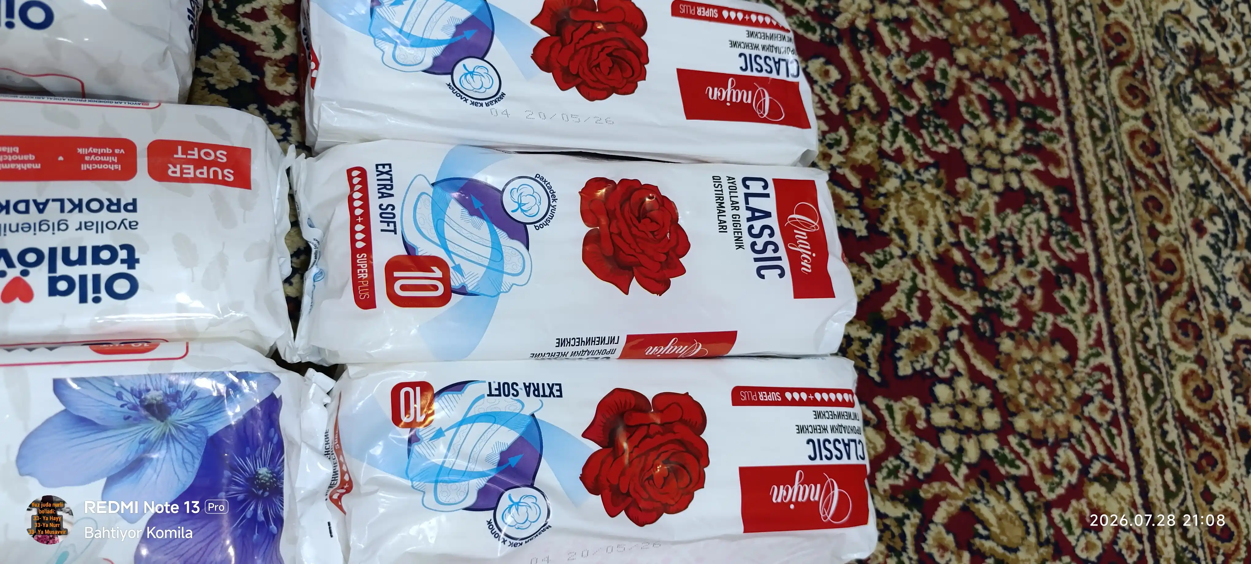 Ayollar uchun gigiena prokladkalari "ONAJON Classic" Super, 10 dona