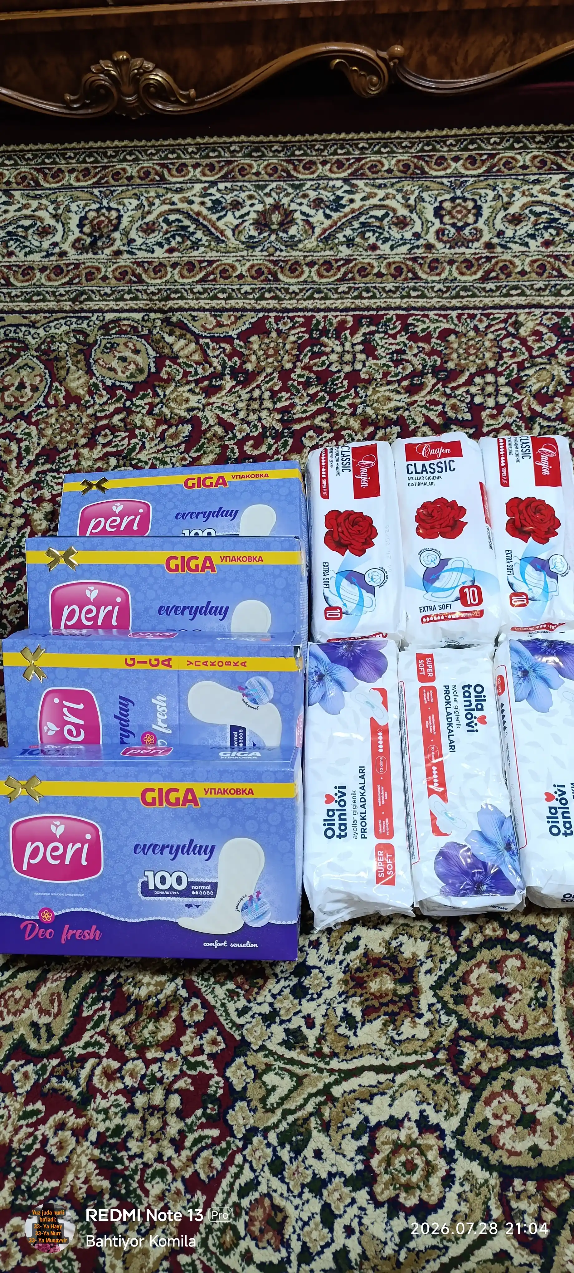 Ayollar uchun gigiena prokladkalari "ONAJON Classic" Super, 10 dona