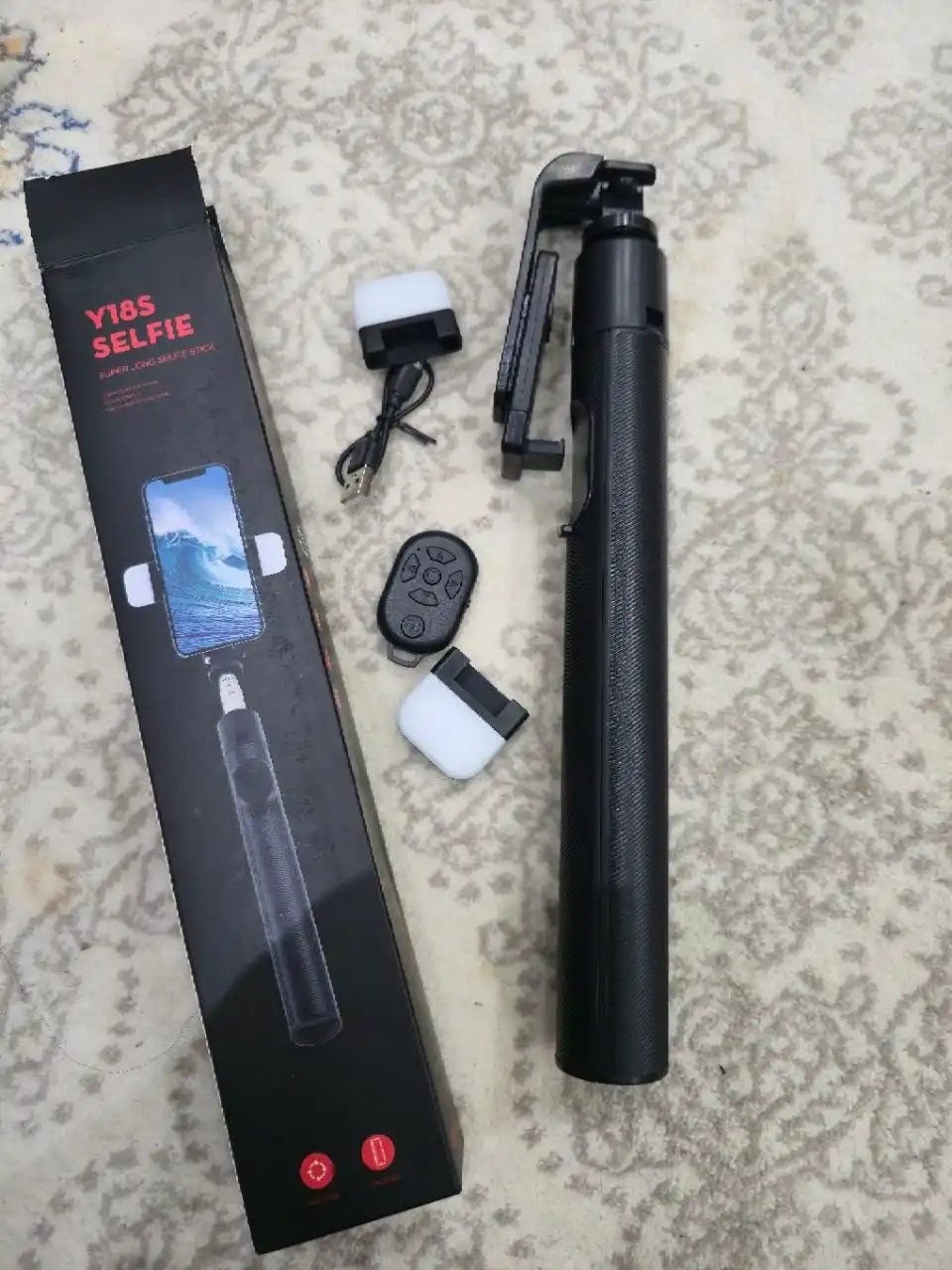 Штатив для телефона, 170 см, 4 в 1, 2 LED фонаря и Bluetooth: монопод, селфи-палка