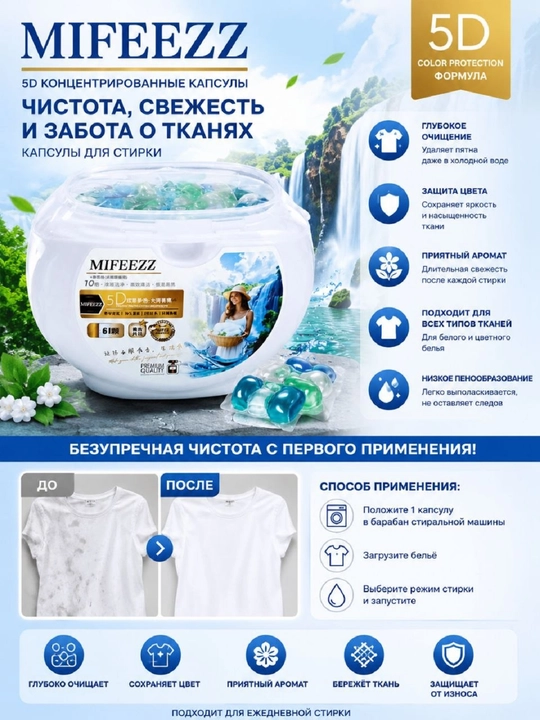Капсулы для стирки MIFEEZZ 5D Color Perfection Fragrance - 