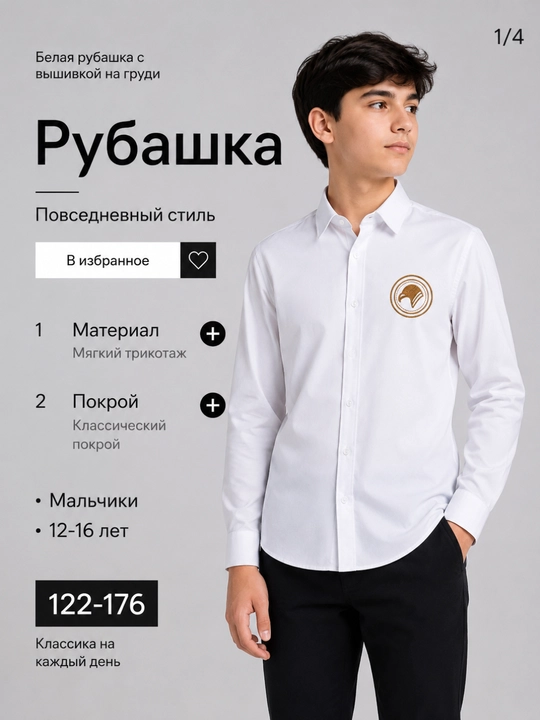 Рубашка для мальчика белая - 