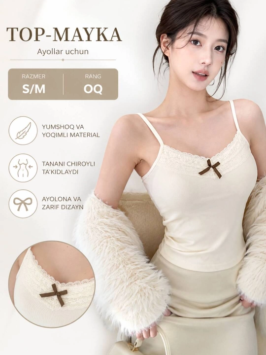 Ayollar uchun top va maykalar,qizlar uchun top,mayka va top,astariga chashka tikilgan - 