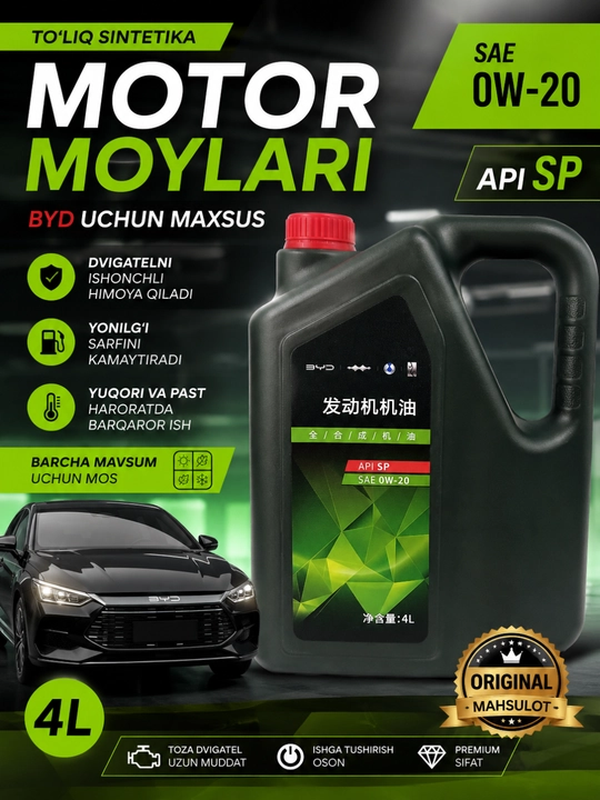 To'liq sintetik motor moyi benzin dvigatellari uchun - 