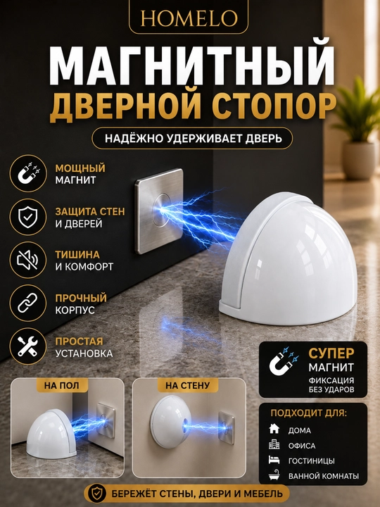Magnitli eshik to'xtatgichi, eshik stopperi, eshik ushlagich, magnit stopper, eshik magnit - 