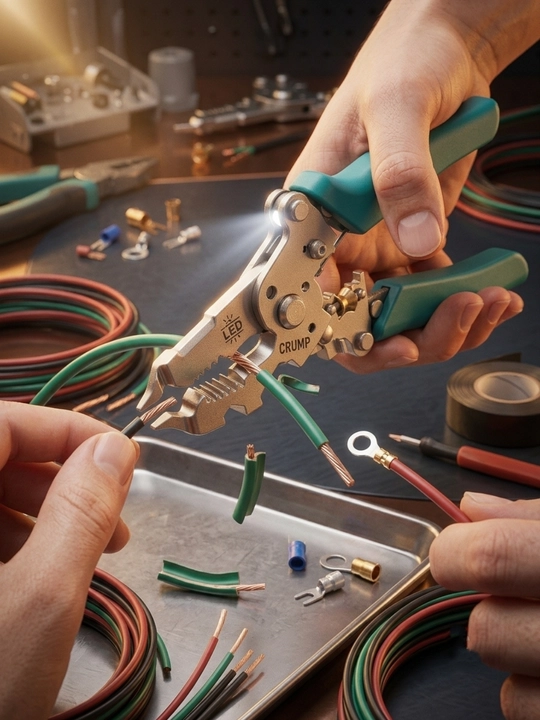 Elektir aniqlash, Qisqichlar kabel simlarini siqish uchun, krimper